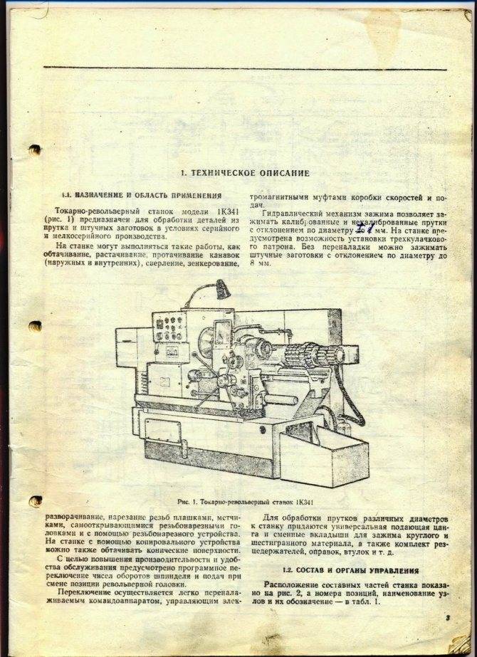 Спецификация органов управления токарно -револьверного станка 1341