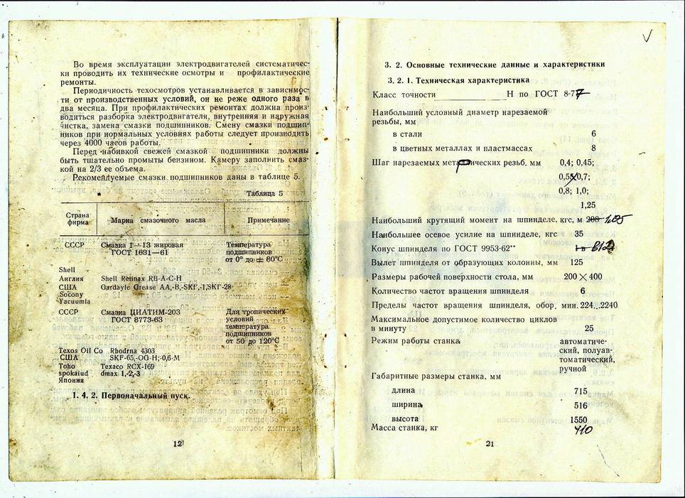 Станок трубонарезной 1а983: технические характеристики, паспорт